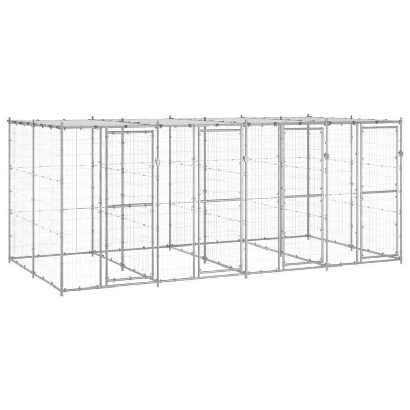 vidaXL Perrera de exterior de acero con techo 9,68 m²