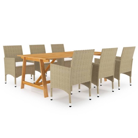 vidaXL Juego de comedor de jardín 7 piezas beige