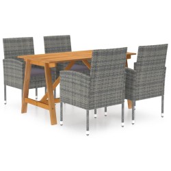 vidaXL Juego de comedor de jardín 5 piezas gris