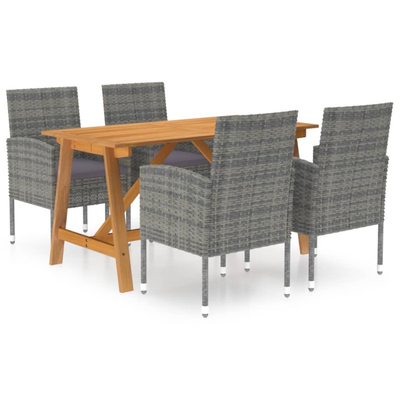 vidaXL Juego de comedor de jardín 5 piezas gris vidaXL Juego de comedor de jardín 5 piezas gris