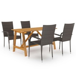 vidaXL Juego de comedor para jardín 5 piezas marrón