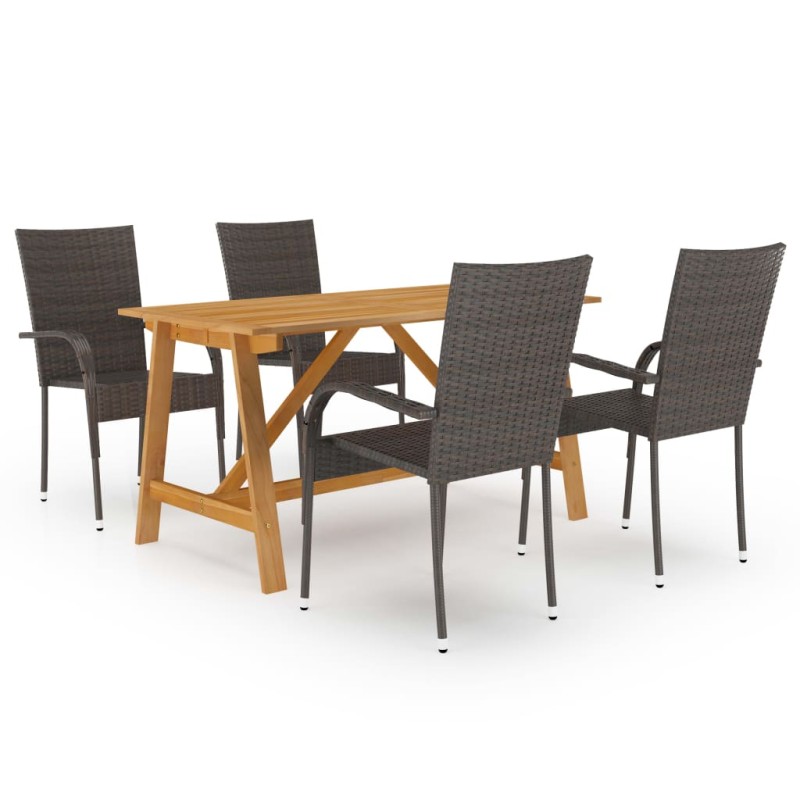vidaXL Juego de comedor para jardín 5 piezas marrón vidaXL Juego de comedor para jardín 5 piezas marrón