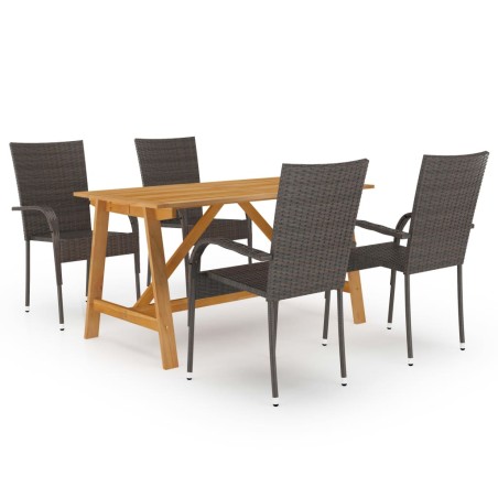 vidaXL Juego de comedor para jardín 5 piezas marrón