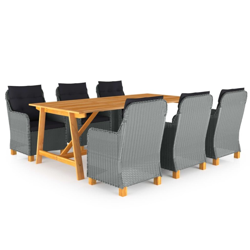 vidaXL Juego de comedor de jardín 7 piezas gris claro vidaXL Juego de comedor de jardín 7 piezas gris claro