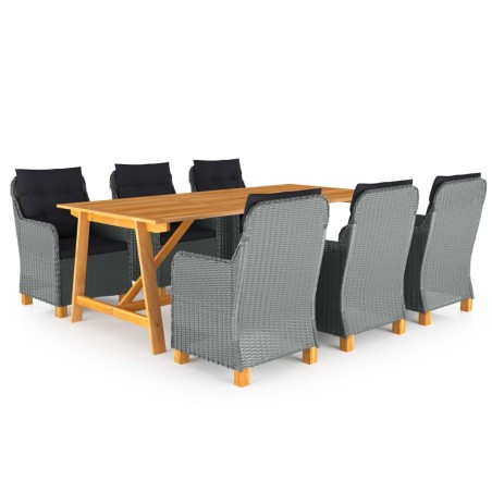 vidaXL Juego de comedor de jardín 7 piezas gris claro