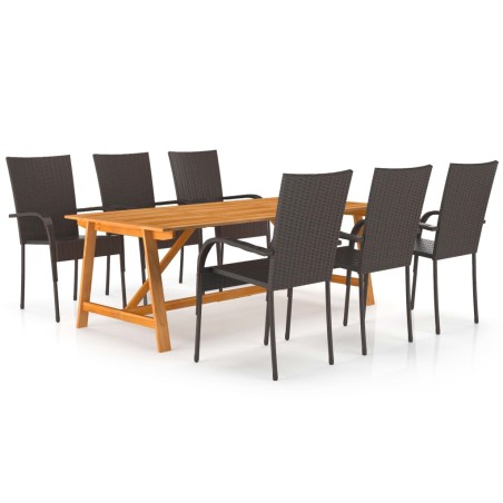 vidaXL Juego de comedor para jardín 7 piezas marrón