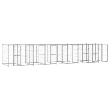 vidaXL Perrera de exterior de acero galvanizado con techo 21,78 m²