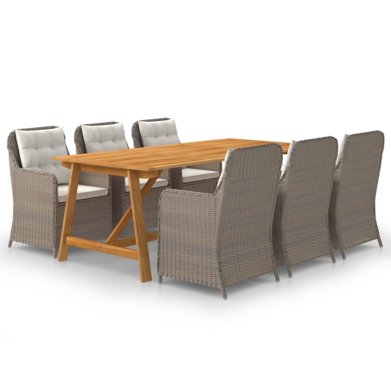vidaXL Juego de comedor para jardín 7 piezas marrón