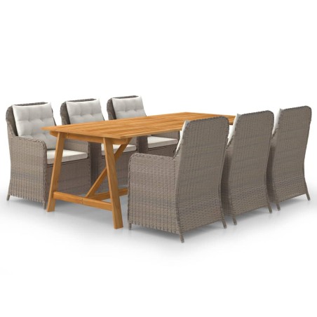 vidaXL Juego de comedor para jardín 7 piezas marrón