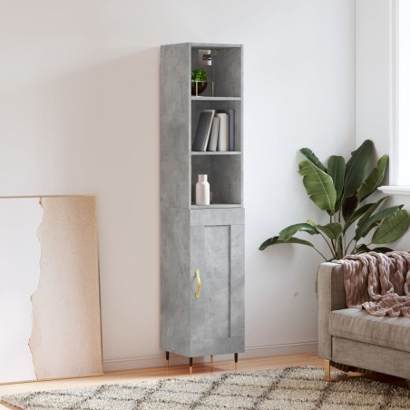 vidaXL Aparador de madera contrachapada gris hormigón 34,5x34x180 cm