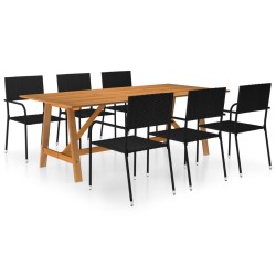 vidaXL Juego de comedor de jardín 7 piezas negro