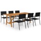 vidaXL Juego de comedor de jardín 7 piezas negro