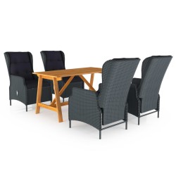 vidaXL Juego de comedor para jardín de 5 piezas gris oscuro