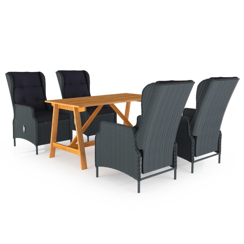 vidaXL Juego de comedor para jardín de 5 piezas gris oscuro vidaXL Juego de comedor para jardín de 5 piezas gris oscuro