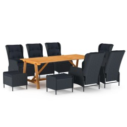 vidaXL Juego de comedor para jardín de 9 piezas gris oscuro