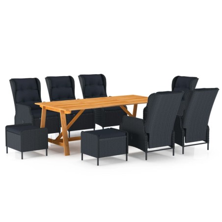 vidaXL Juego de comedor para jardín de 9 piezas gris oscuro