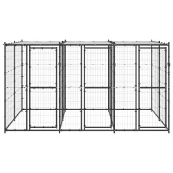 vidaXL Perrera de exterior de acero con techo 7,26 m²