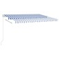vidaXL Toldo manual retráctil con LED azul y blanco 400x350 cm vidaXL Toldo manual retráctil con LED azul y blanco 400x350 cm