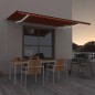 vidaXL Toldo automático LED sensor de viento naranja marrón 500x350 cm vidaXL Toldo automático LED sensor de viento naranja marrón 500x350 cm