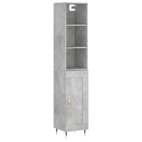 vidaXL Aparador de madera contrachapada gris hormigón 34,5x34x180 cm