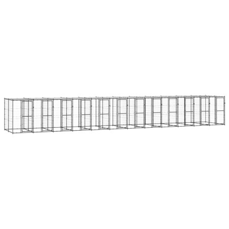 vidaXL Perrera de exterior de acero con techo 29,04 m²