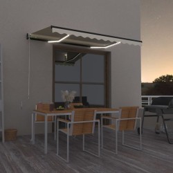 vidaXL Toldo retráctil manual con LED color crema 350x250 cm