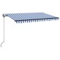 vidaXL Toldo automático LED sensor de viento azul y blanco 400x350 cm
