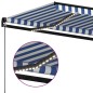 vidaXL Toldo manual retráctil con LED azul y blanco 450x350 cm vidaXL Toldo manual retráctil con LED azul y blanco 450x350 cm