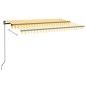 vidaXL Toldo manual retráctil con LED amarillo y blanco 450x350 cm vidaXL Toldo manual retráctil con LED amarillo y blanco 450x350 cm