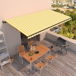 vidaXL Toldo retráctil automático amarillo y blanco 600x350 cm