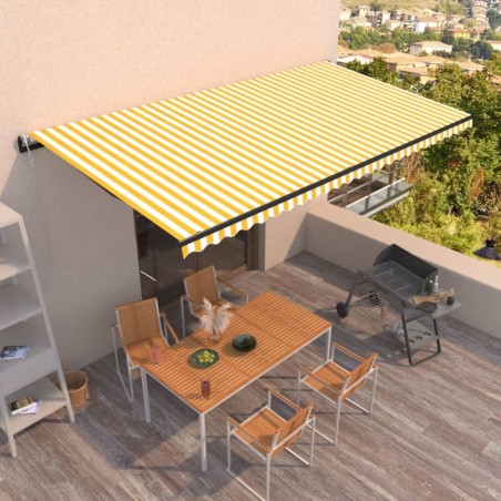 vidaXL Toldo retráctil automático amarillo y blanco 600x350 cm