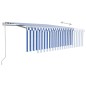 vidaXL Toldo automático persiana LED sensor viento azul blanco 4,5x3 m vidaXL Toldo automático persiana LED sensor viento azul blanco 4,5x3 m