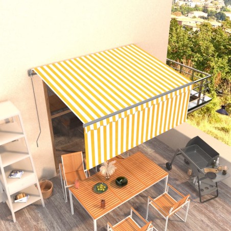 vidaXL Toldo retráctil manual con persiana amarillo y blanco 3x2,5 m  