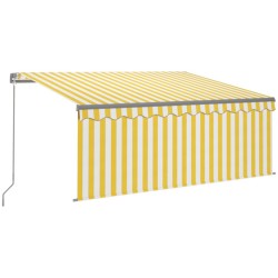 vidaXL Toldo retráctil manual con persiana amarillo y blanco 3x2,5 m  