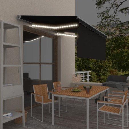 vidaXL Toldo manual retráctil con persiana y LED antracita 3x2,5 m  