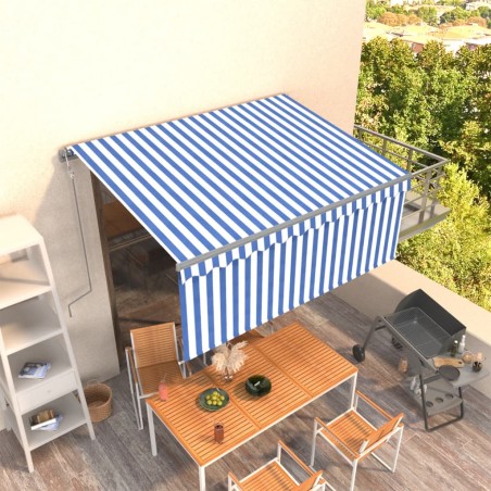 vidaXL Toldo automático retráctil con persiana azul y blanco 3x2,5m