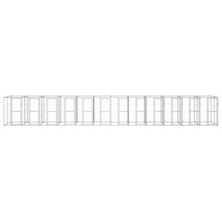 vidaXL Perrera de exterior de acero galvanizado 29,04 m²