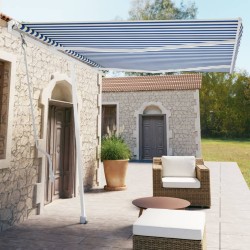 vidaXL Toldo de pie automático azul y blanco 350x250 cm