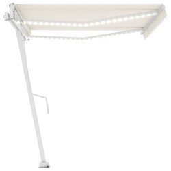 vidaXL Toldo automático con LED y sensor de viento crema 450x300 cm