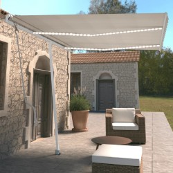 vidaXL Toldo automático con LED y sensor de viento crema 350x250 cm