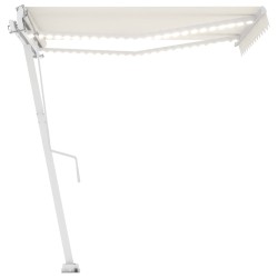 vidaXL Toldo automático con LED y sensor de viento crema 350x250 cm