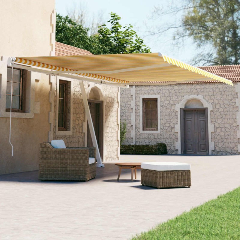 vidaXL Toldo de pie automático amarillo y blanco 600x300 cm vidaXL Toldo de pie automático amarillo y blanco 600x300 cm