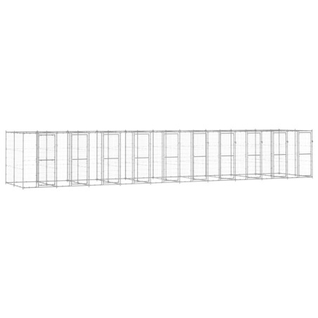 vidaXL Perrera de exterior de acero galvanizado 24,2 m²