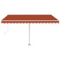 vidaXL Toldo automático LED sensor de viento naranja marrón 450x350 cm vidaXL Toldo automático LED sensor de viento naranja marrón 450x350 cm