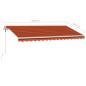 vidaXL Toldo automático LED sensor de viento naranja marrón 450x350 cm vidaXL Toldo automático LED sensor de viento naranja marrón 450x350 cm