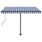 vidaXL Toldo de pie automático azul y blanco 300x250 cm vidaXL Toldo de pie automático azul y blanco 300x250 cm