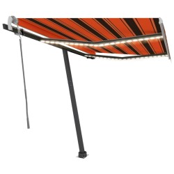 vidaXL Toldo retráctil manual con LED naranja y marrón 350x250 cm