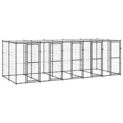 vidaXL Perrera de exterior de acero con techo 12,1 m²