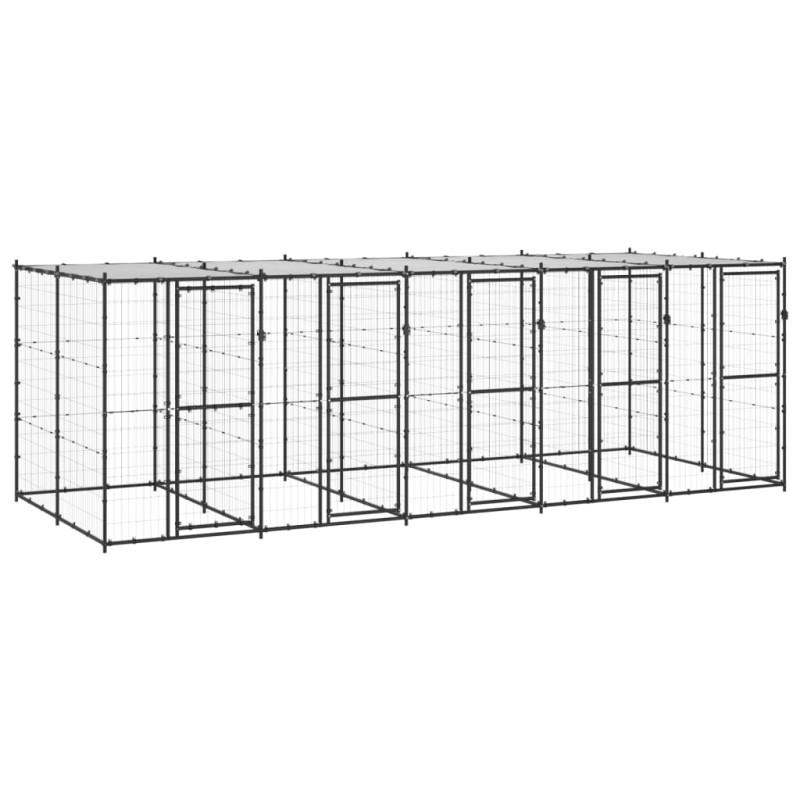 vidaXL Perrera de exterior de acero con techo 12,1 m²