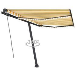 vidaXL Toldo automático LED sensor de viento amarillo blanco 350x250cm